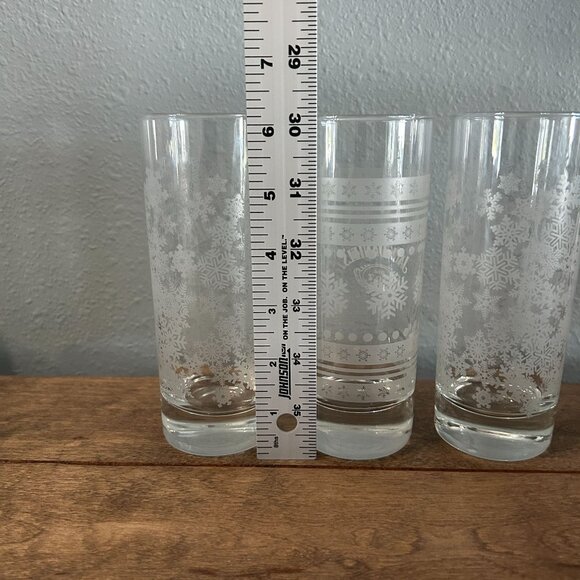 Jack Daniels Old No 7 Brand Highball Glass Etched Snowflakes Winter Set of 3 - Picture 6 of 6